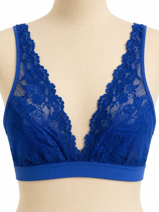 Wacoal Other - Wacoal Royal Blue, Lace Trim, Deep Plunge, Bralette- 34